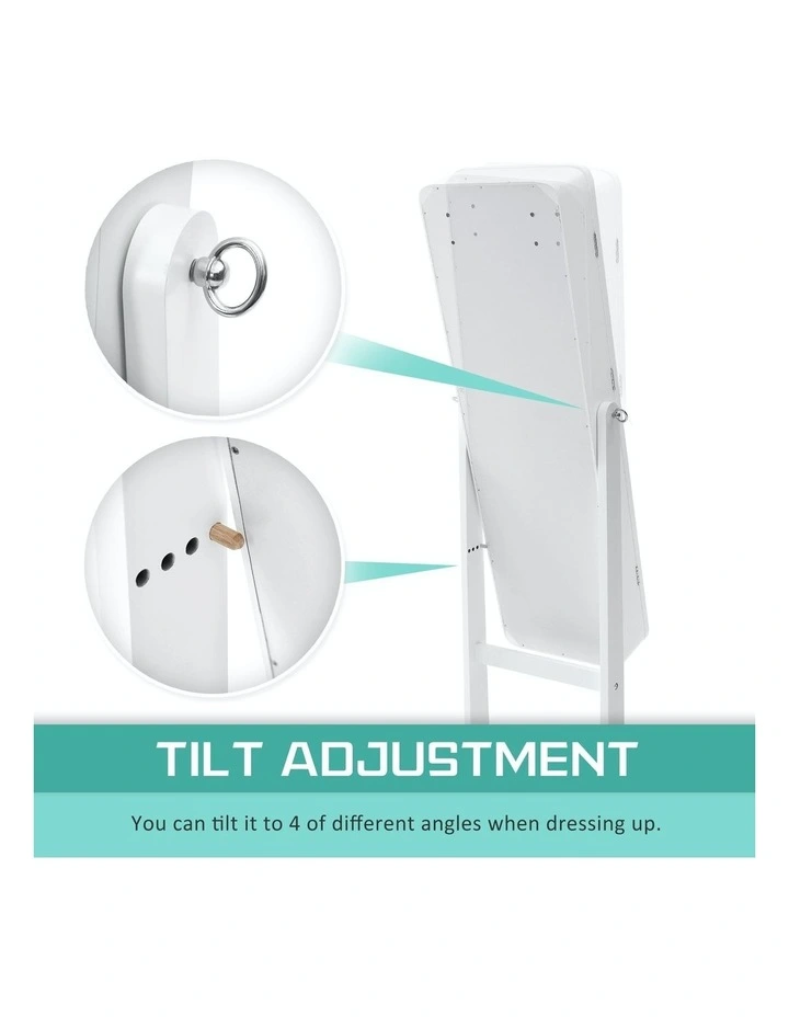 Flashy Mirror Jewelry Cabinet 146cm in White image 5