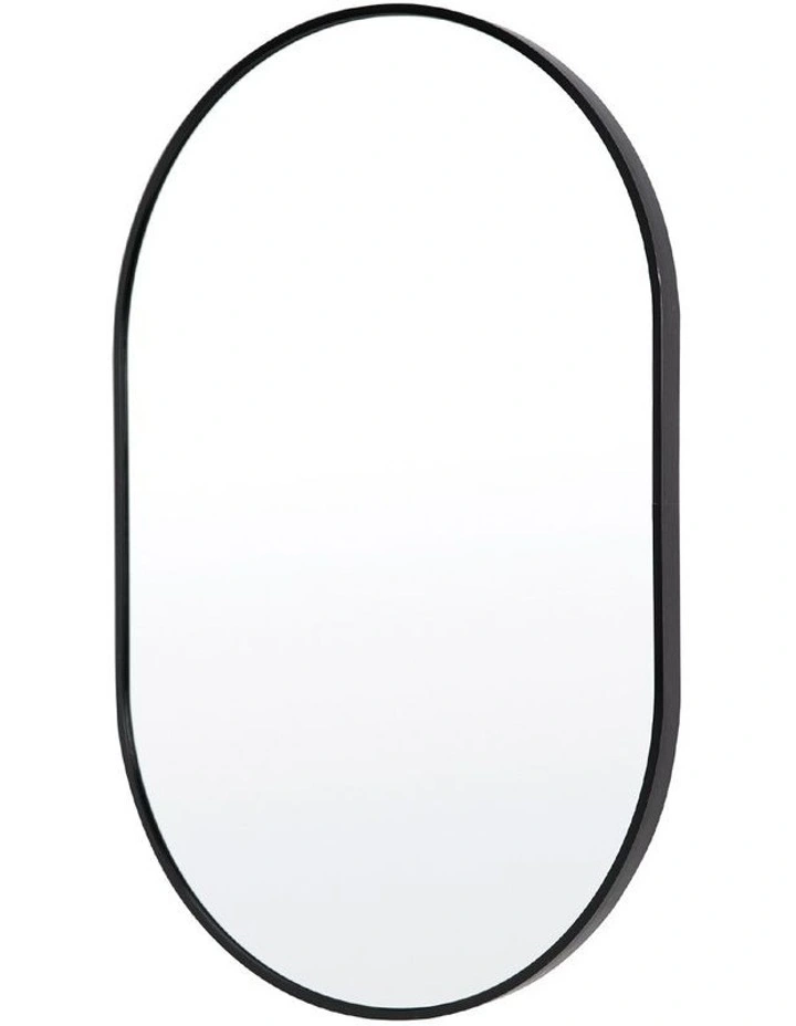 Oval Aluminum Frame Wall Mirror 50x75cm in Black image 1