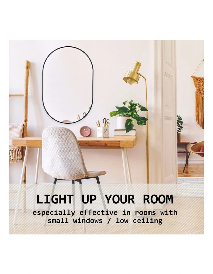 Oval Aluminum Frame Wall Mirror 50x75cm in Black image 5