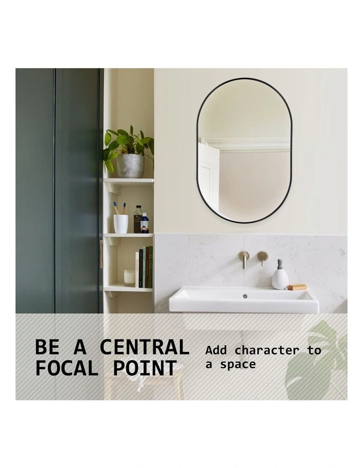Oval Aluminum Frame Wall Mirror 50x75cm in Black image 6