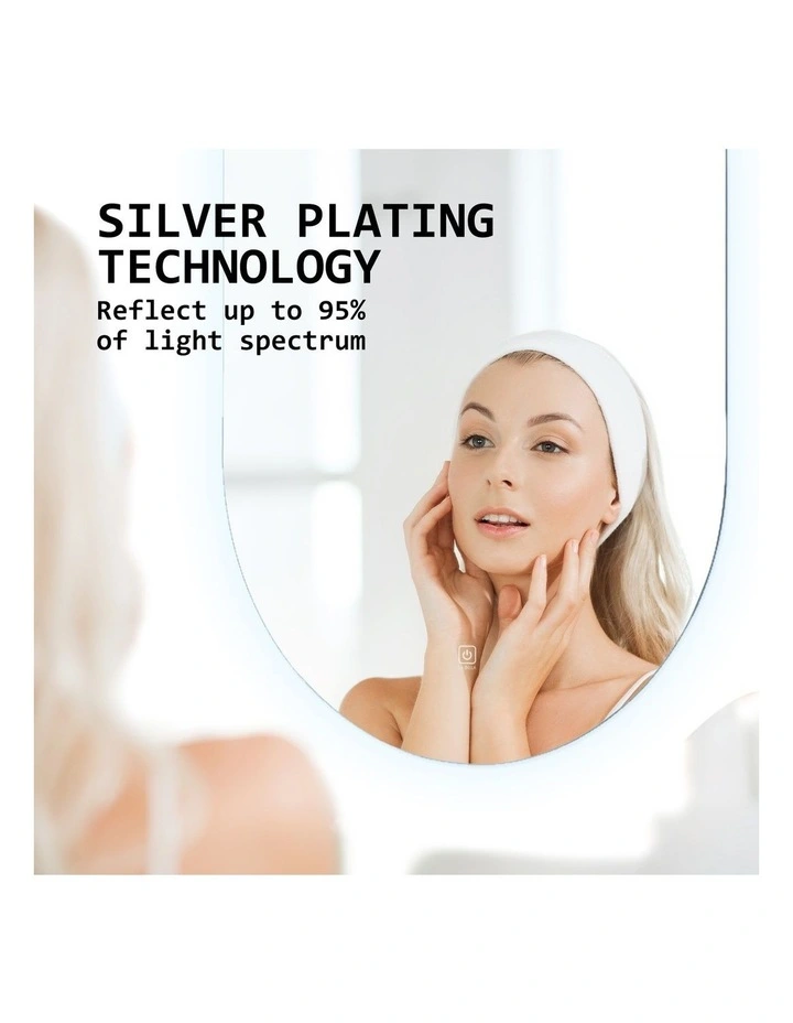 LED Wall Mirror Oval Touch Anti-Fog Makeup Bathroom Vanity 45x100cm in White image 3