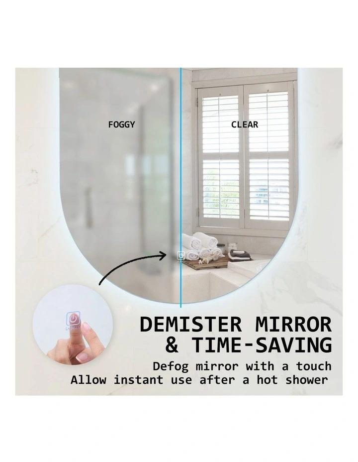 LED Wall Mirror Oval Touch Anti-Fog Makeup Bathroom Vanity 45x100cm in White image 4