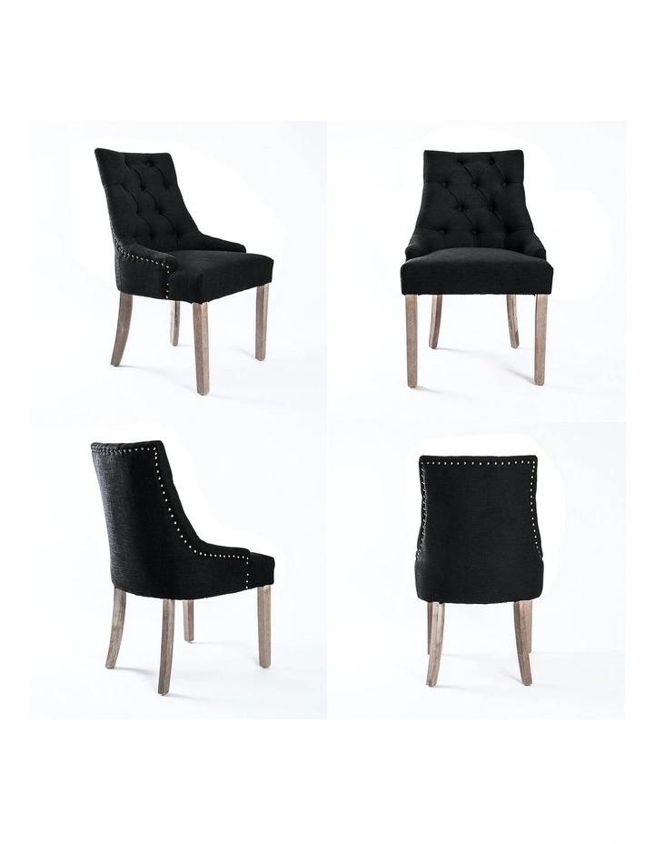 French Provincial Dining Chair 4 Set in Dark Black image 3