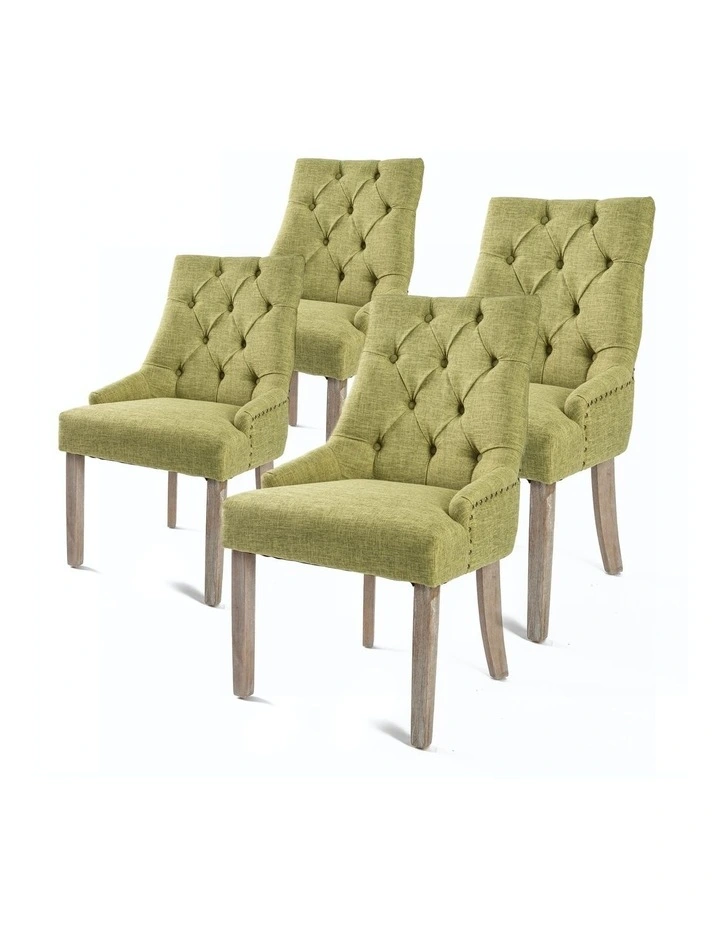 French Provincial Dining Chair 4 Set in Green image 1