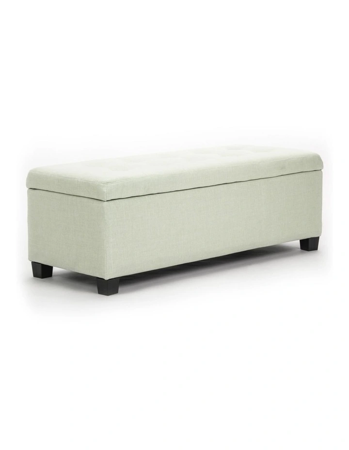 Storage Ottoman Foot Stool 102cm Fabric Blanket Box Chest Toy in Light Green image 1