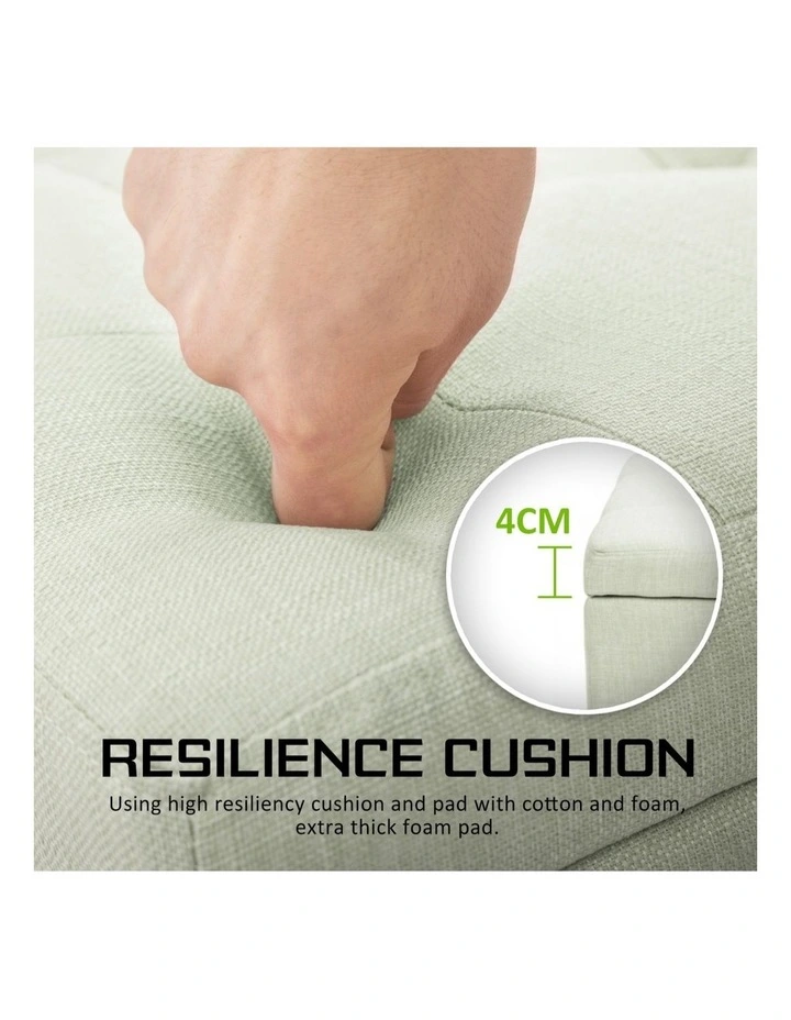 Storage Ottoman Foot Stool 102cm Fabric Blanket Box Chest Toy in Light Green image 7