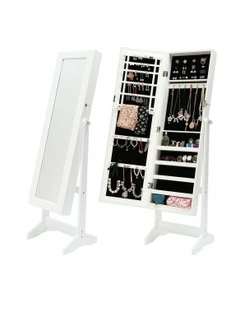 Mirror Jewellery Cabinet Storage Organiser in White