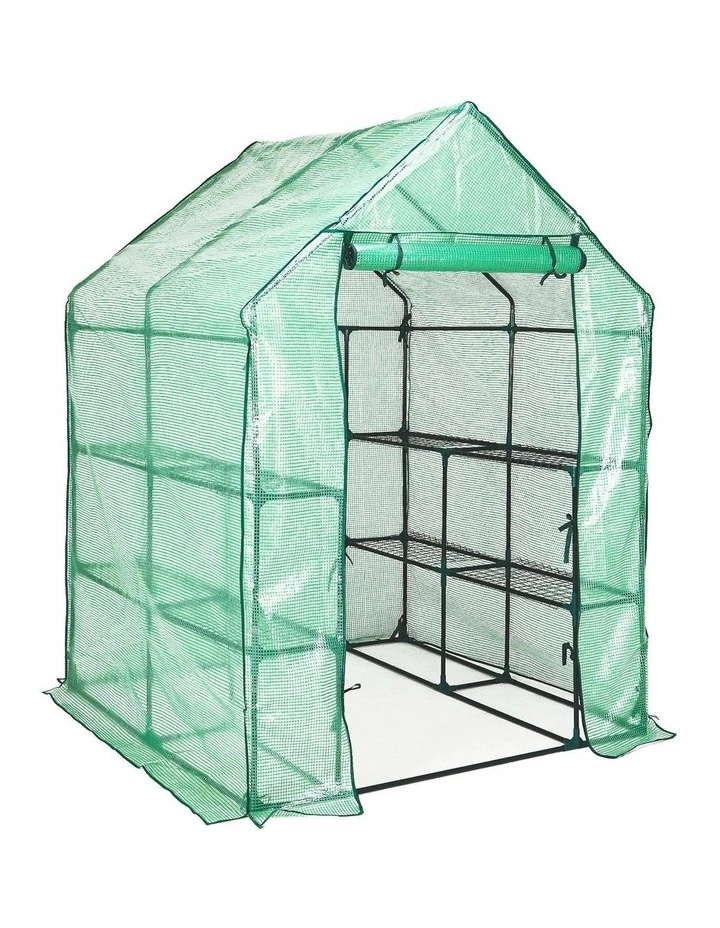 PE Apex Home Ready Garden Greenhouse Walk-In Shed 1.43x1.43x1.95m in Green image 1