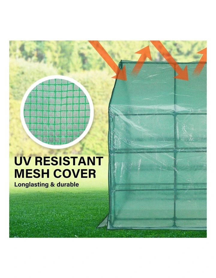 PE Apex Home Ready Garden Greenhouse Walk-In Shed 1.43x1.43x1.95m in Green image 5