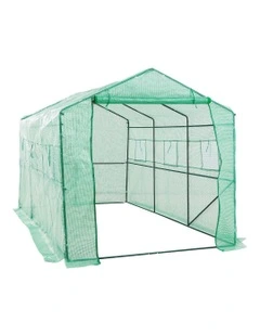 PE Apex Home Ready Garden Greenhouse Walk-In Shed 3.5x2x2m in Green