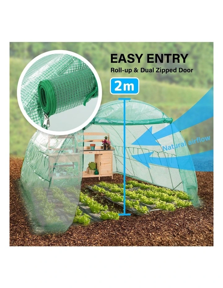 PE Dome Hoop Tunnel Polytunnel Greenhouse Walk-In Shed 4x3x2m in Green image 7