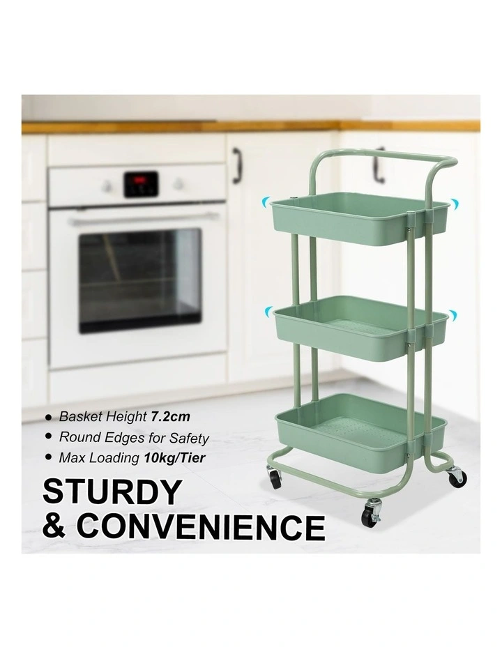 Kandoka 3 Tier Trolley Cart Storage in Green image 2
