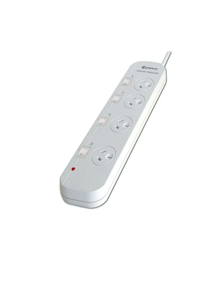 Power Board 4 Ways with Individual Switch in White image 1