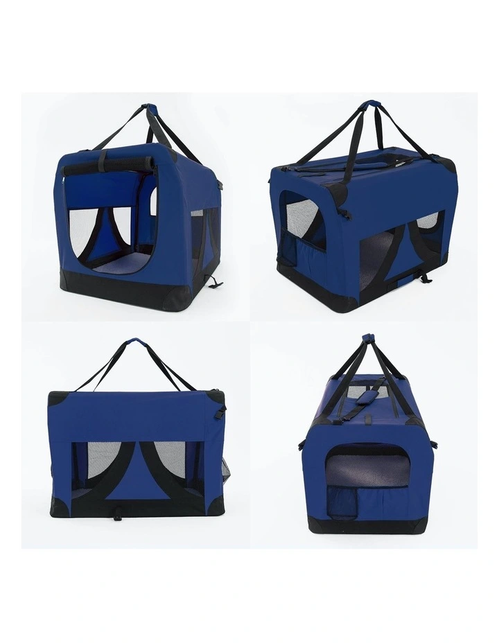 Portable Soft Pet Crate L in Blue image 2