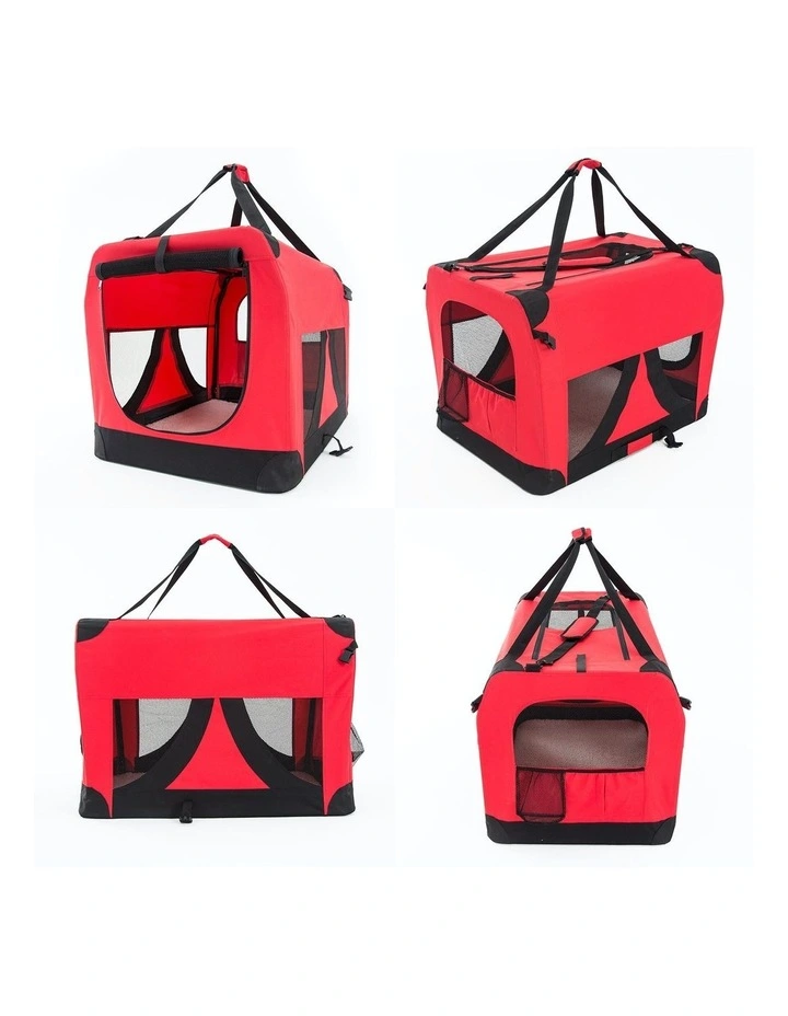 Portable Soft Pet Crate L in Red image 2