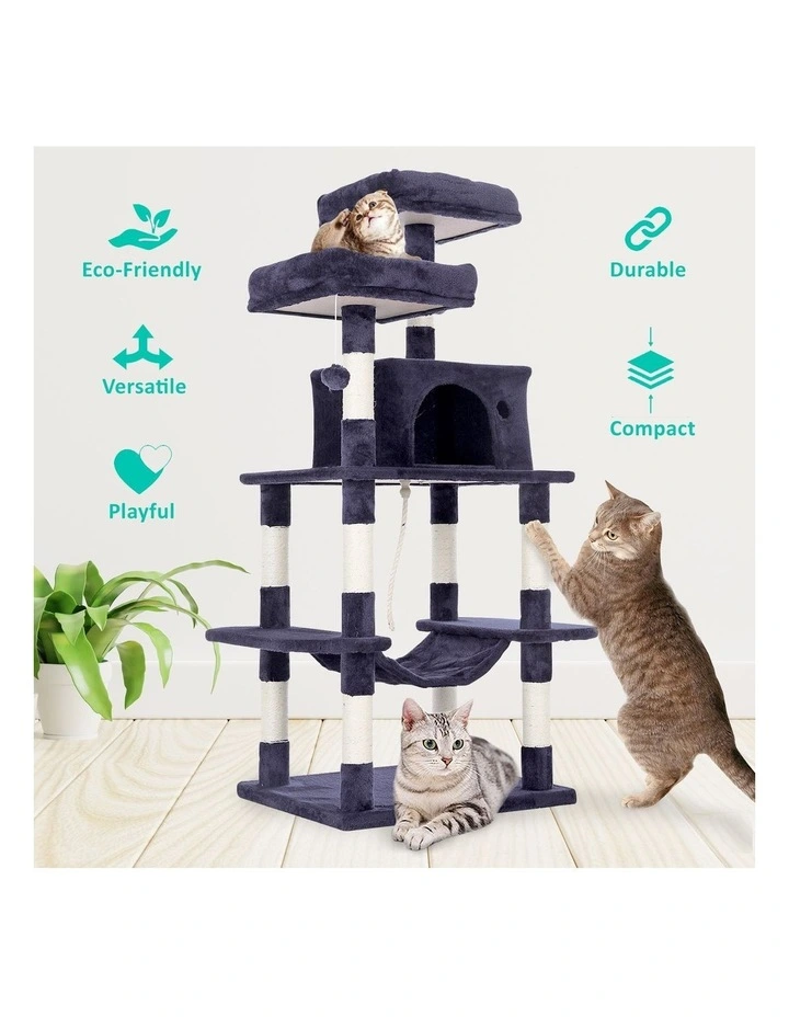 Pet Tree Sisal Scratching Post Pole Condo House Tower 145cm in Grey image 2