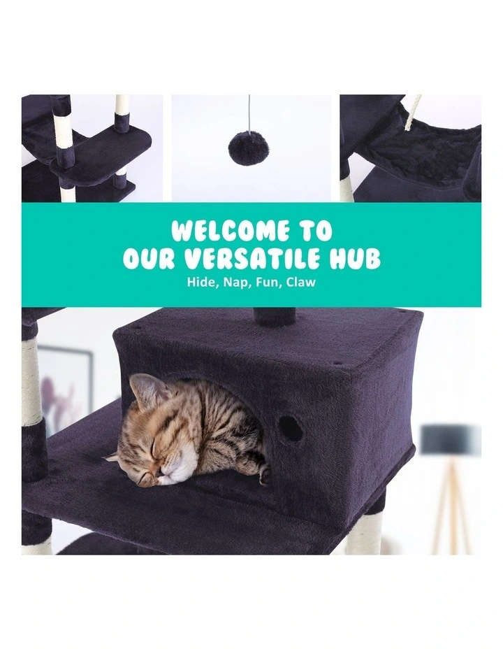 Pet Tree Sisal Scratching Post Pole Condo House Tower 145cm in Grey image 4