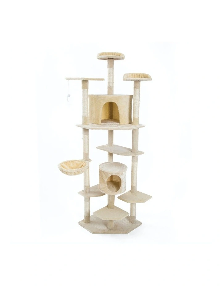 Multi Level Scratcher Parala Cat Tree 201cm in Beige image 1