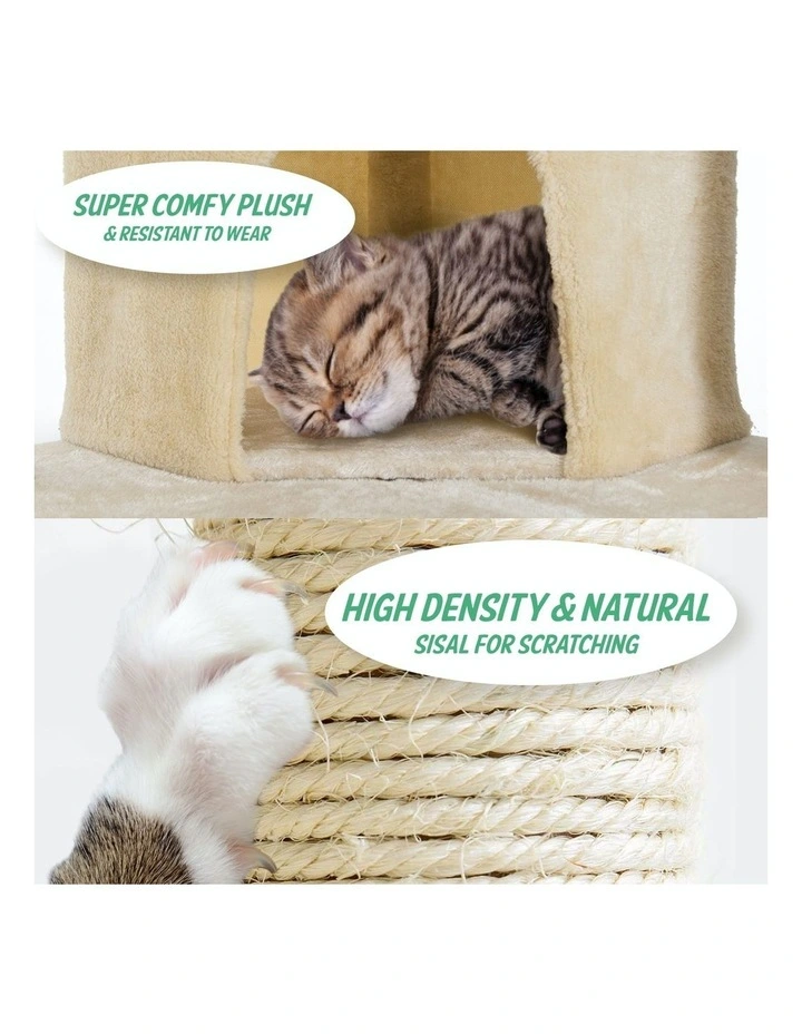Multi Level Scratcher Parala Cat Tree 201cm in Beige image 2