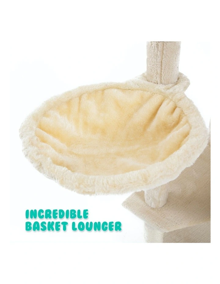 Multi Level Scratcher Parala Cat Tree 201cm in Beige image 5