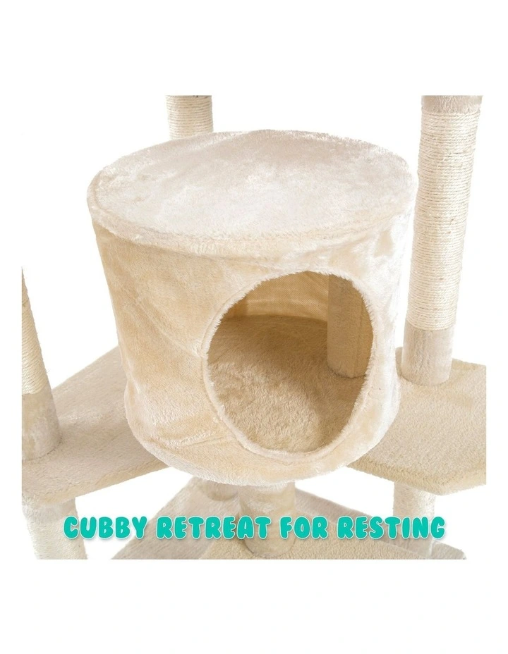 Multi Level Scratcher Parala Cat Tree 201cm in Beige image 6
