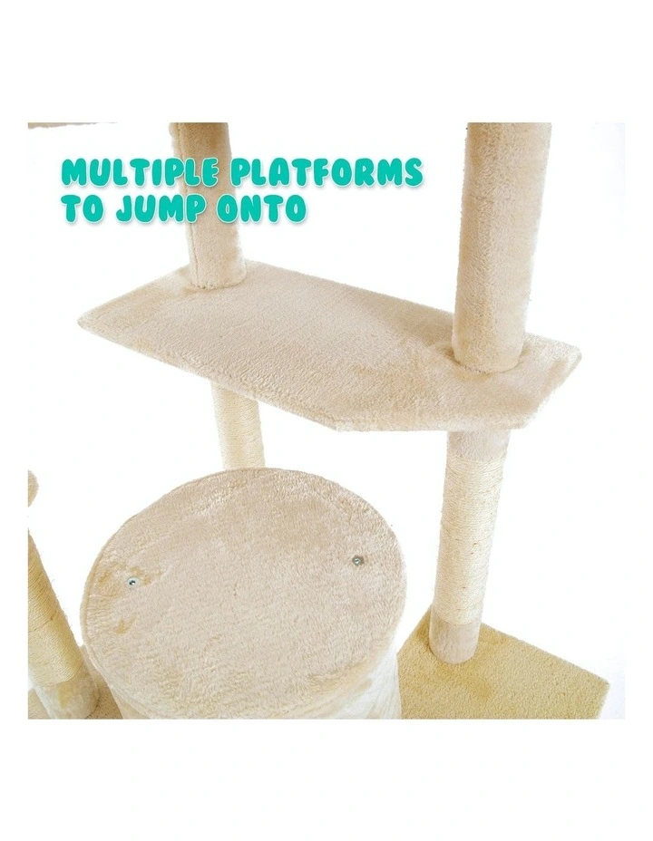 Multi Level Scratcher Parala Cat Tree 201cm in Beige image 7