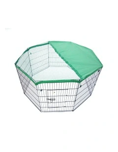 Pet Playpen 8 Panel Foldable Dog Cage   Cover 24inch in Green