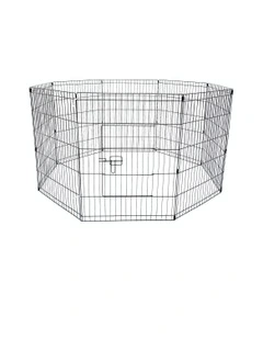 8 Panel 30in Foldable Pet Playpen in Black