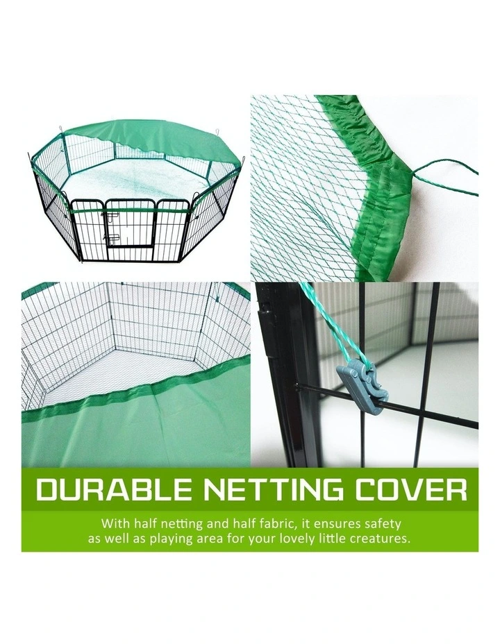 Heavy Duty 31in 8 Panel Foldable Pet Playpen with Cover in Green image 2