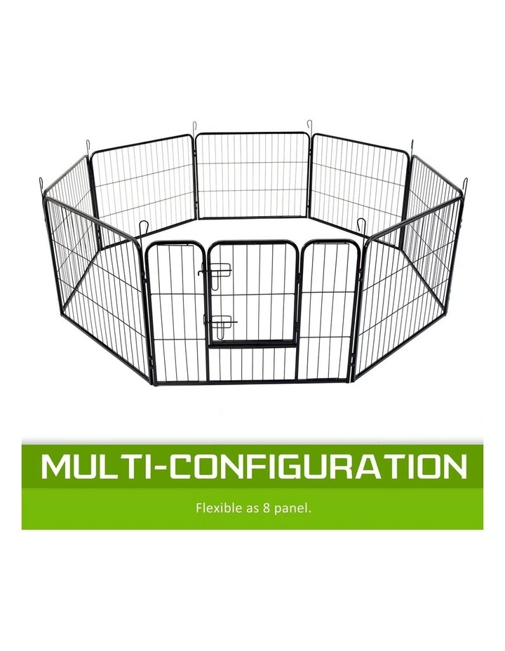 Heavy Duty 31in 8 Panel Foldable Pet Playpen with Cover in Green image 4