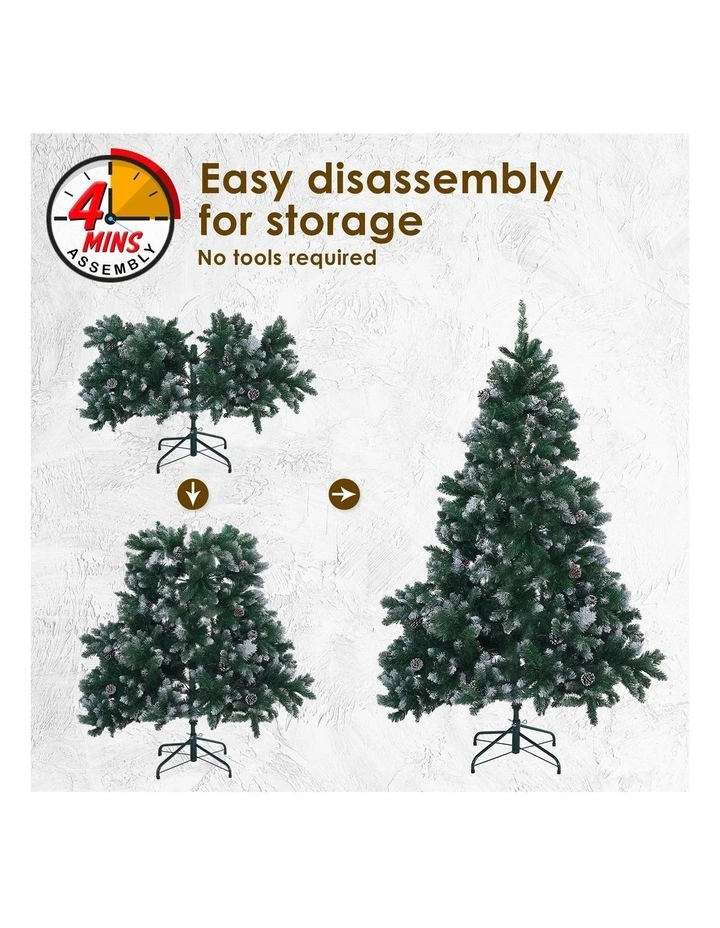 Pine Cones Snowy Christmas Tree 6Ft 180cm 930 tips in Green image 7