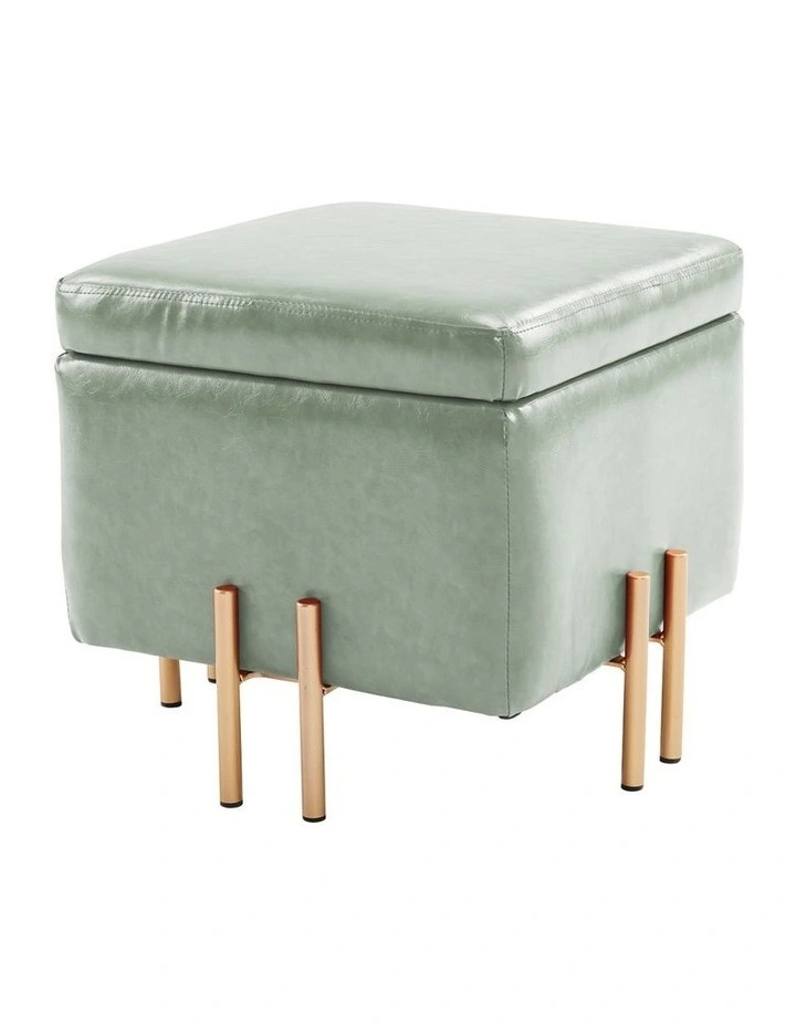 PU Leather Cube Ottoman Storage Foot Stool 45cm in Green image 1