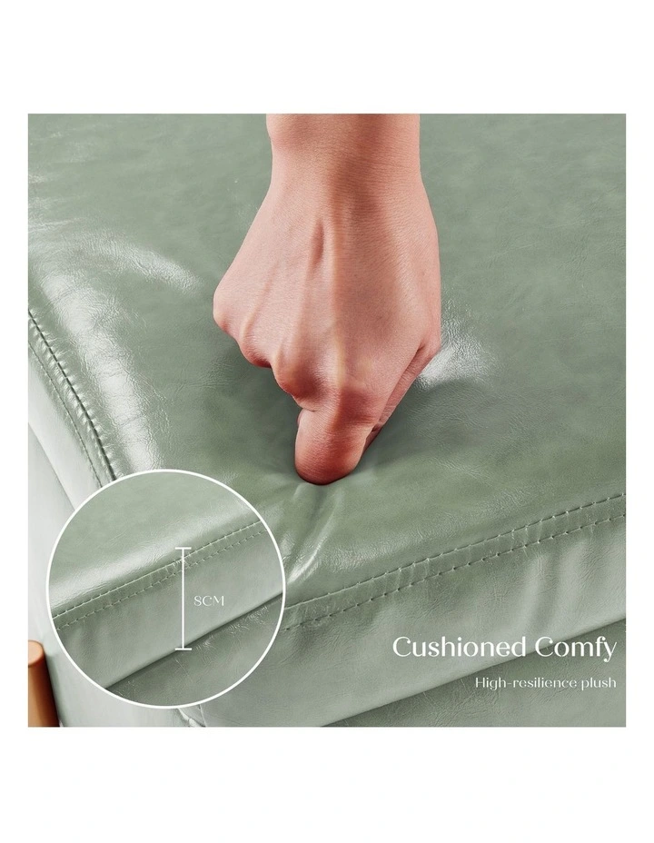 PU Leather Cube Ottoman Storage/Footstool Set of 2 45cm in Green image 6