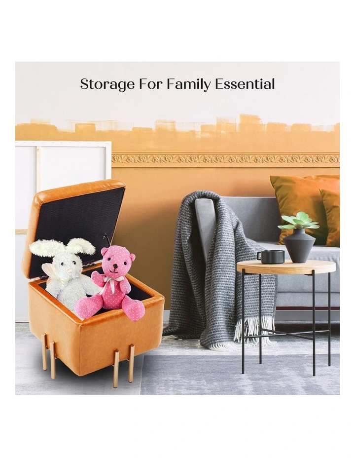 Storage Ottoman Cube Seat 2 Set 45cm in Light Brown image 4