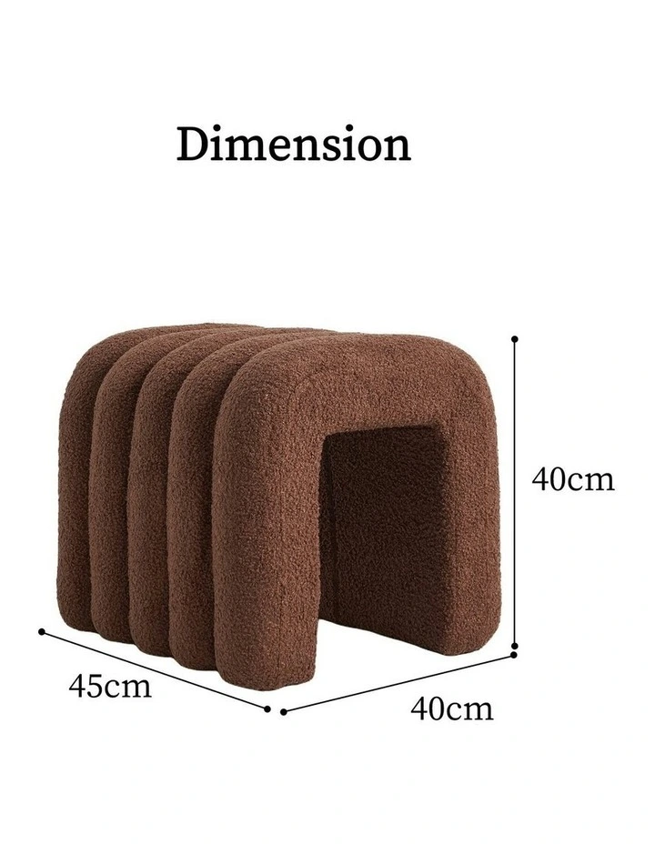 Ridge Arch Stool Ottoman 45cm in Brown image 2