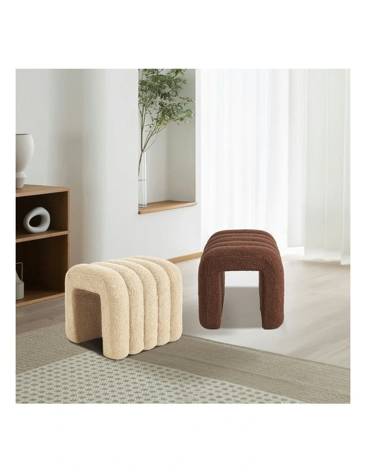 Ridge Arch Stool Ottoman 45cm in Brown image 3