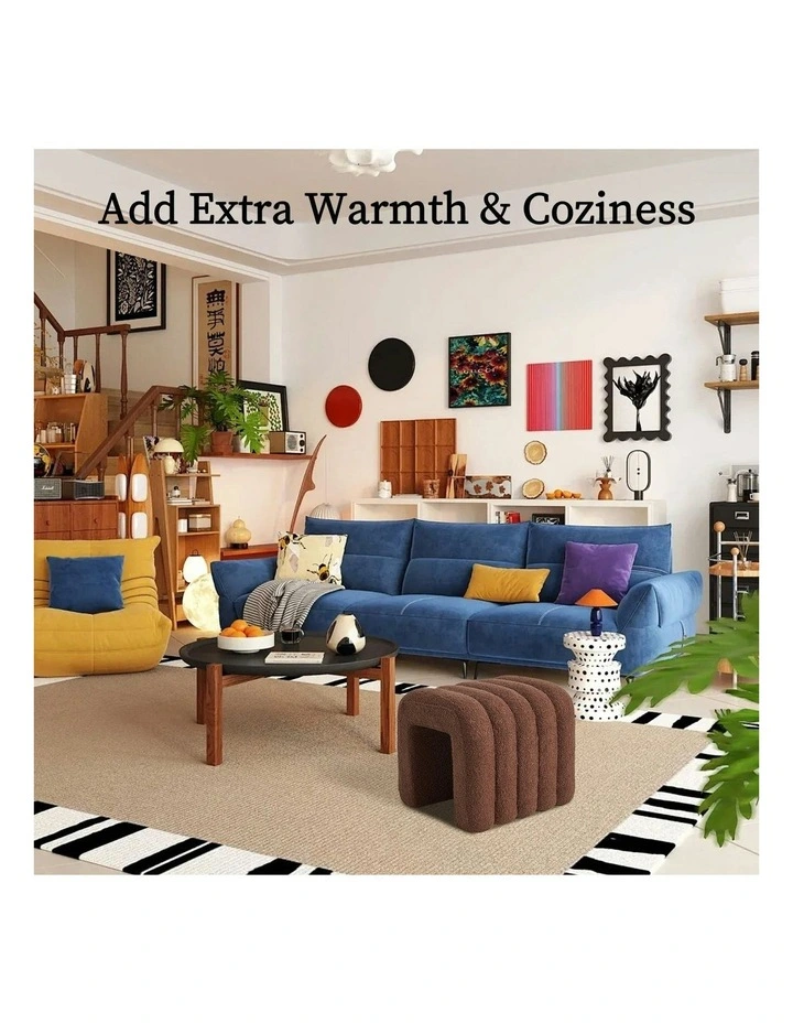 Ridge Arch Stool Ottoman 45cm in Brown image 6