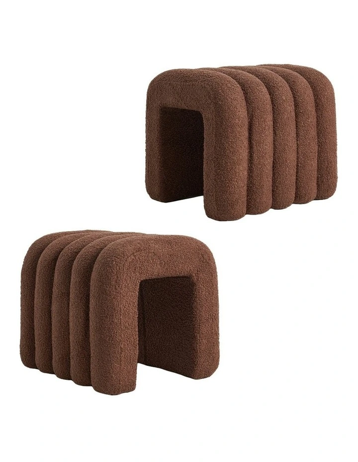Ridge Arch Ottoman Stool 45cm 2 Set in  Brown image 1
