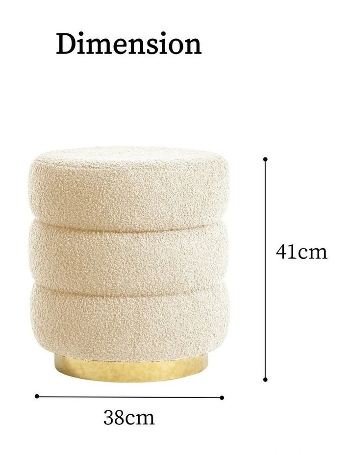 Round Stacked Ottoman Stool 38cm in Beige image 2