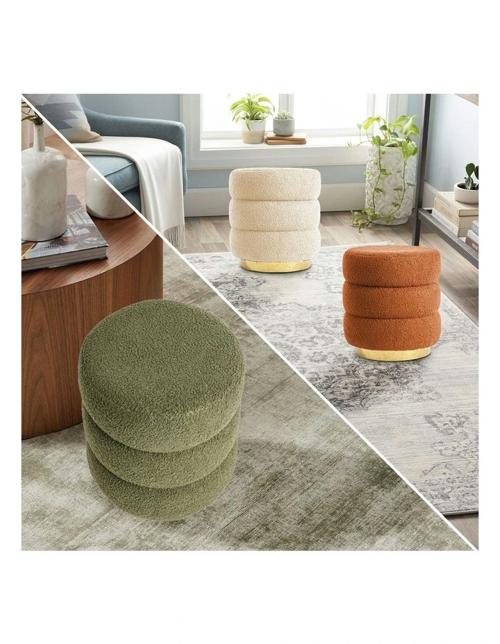 Round Stacked Ottoman Stool 38cm in Beige image 5