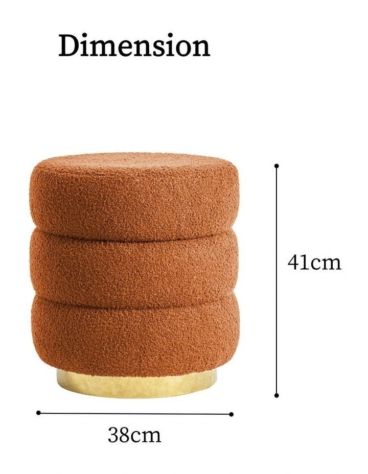 Round Stacked Ottoman Stool 38cm in Orange image 2