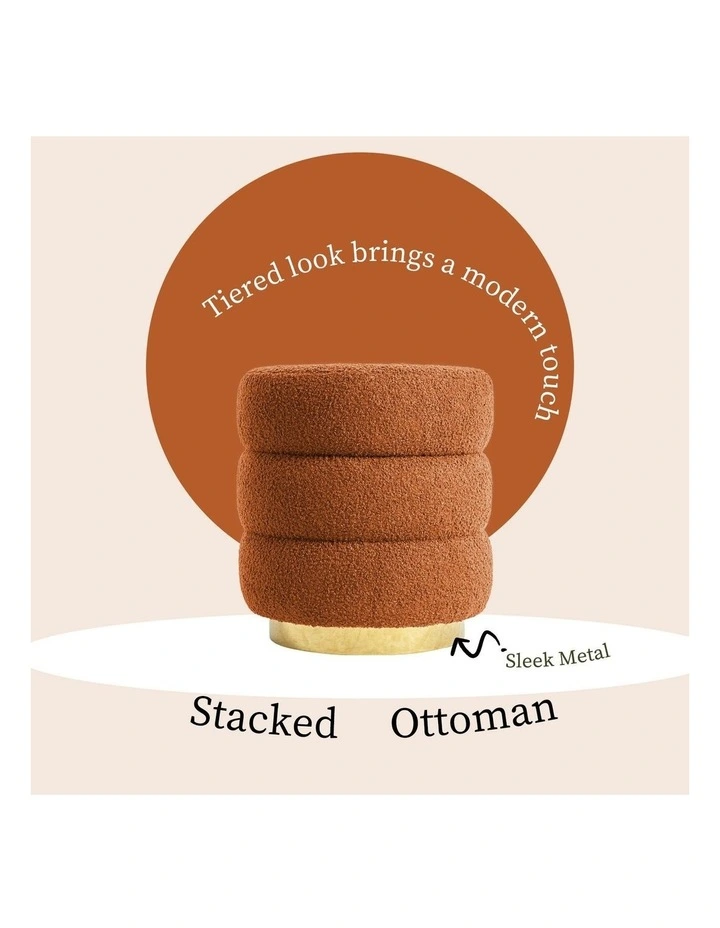 Round Stacked Ottoman Stool 38cm in Orange image 4