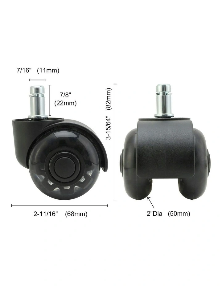 5X 2 Twin Wheel Office Chair Casters 11x22mm in Black image 2