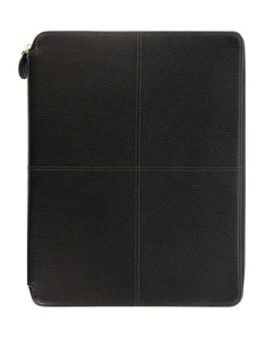 Classic Stitch Soft A4 Zip Folio in Black