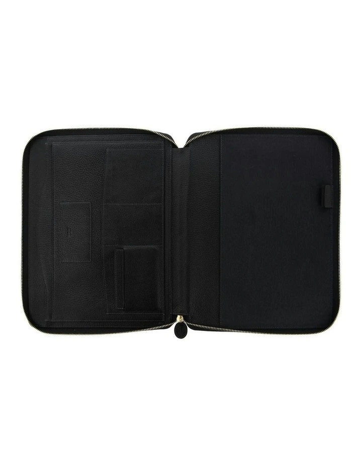 Classic Stitch Soft A4 Zip Folio in Black image 2