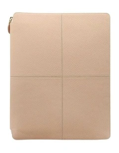 Classic Stitch Soft A4 Zip Folio in Peach