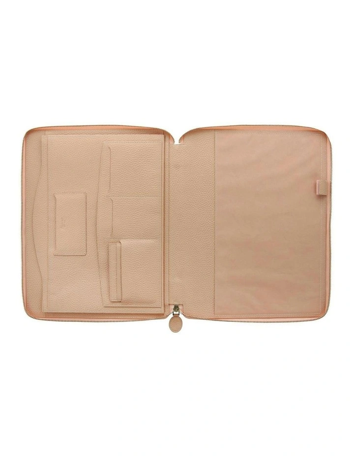 Classic Stitch Soft A4 Zip Folio in Peach image 2