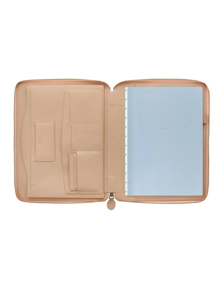 Classic Stitch Soft A4 Zip Folio in Peach image 3