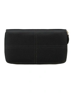 Classic Stitch Soft Large Zip Purse in Black
