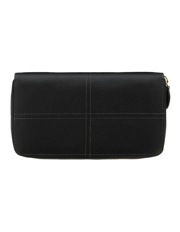 Classic Stitch Soft Large Zip Purse in Black image 1
